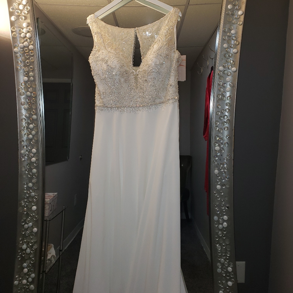 Beaded Illusion Wedding Dress size 16